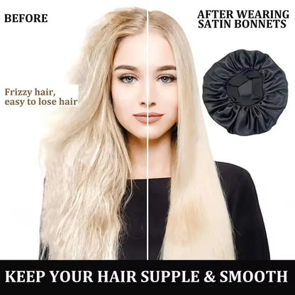 Satin Hair Bonnet (4-Pack) for Sleeping – Breathable, Secure Fit for All Hair Types