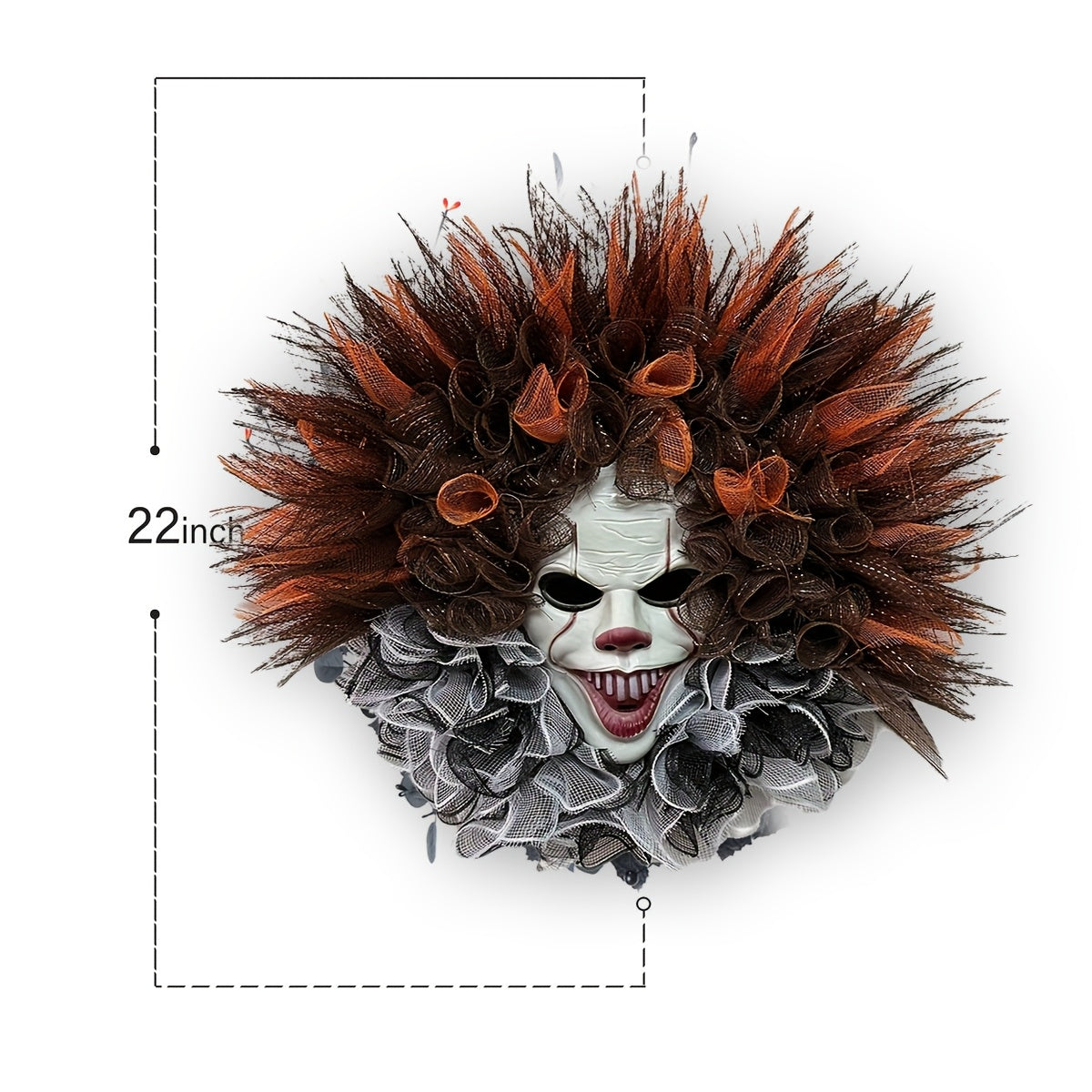 Haunted Clown Wreath – Scary Mesh Halloween Door Decoration