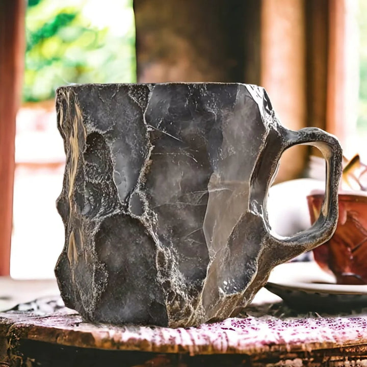 Handmade Geode Crystal Coffee Mug - 15 oz Large Artisan Ceramic Cup - Agate & Amethyst Design
