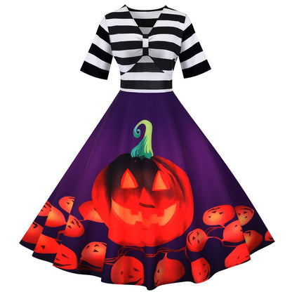Halloween Costume Dress | Striped Midi Flare