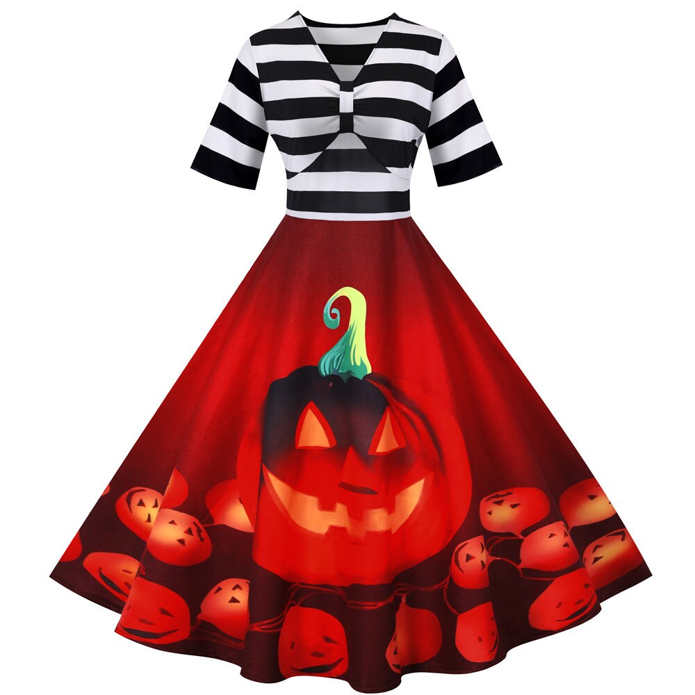 Halloween Costume Dress | Striped Midi Flare