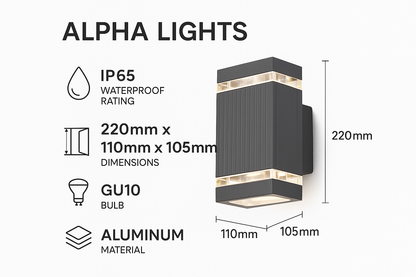Lumora – Moderne up & down buitenlamp zwart – IP65 waterdicht GU10