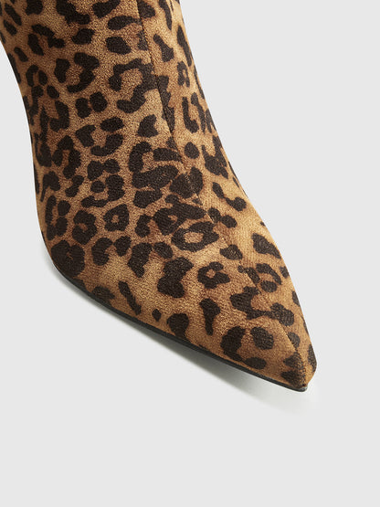 Leopard Print Knee High Boots for Women