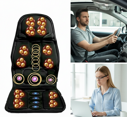 Heated Massage Chair Pad with 8 Modes - Back & Neck Cushion for Car & Home Use