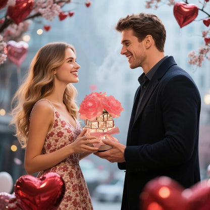 Rose Lamp,Flower Lamp 3 Colors Dimmable Crystal Table Light