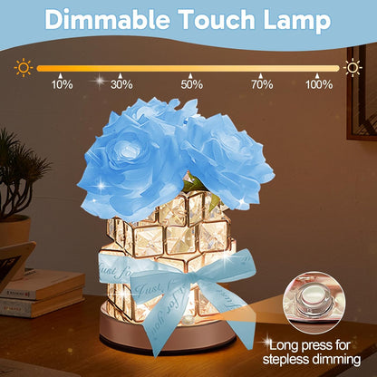 Rose Lamp,Flower Lamp 3 Colors Dimmable Crystal Table Light
