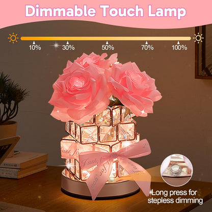 Rose Lamp,Flower Lamp 3 Colors Dimmable Crystal Table Light
