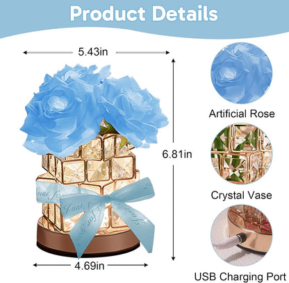 Rose Lamp,Flower Lamp 3 Colors Dimmable Crystal Table Light