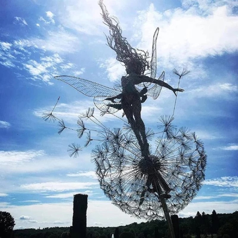 Metal Fairy Garden Sculpture – Weather-Resistant Outdoor Art for Magical Garden Decor