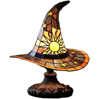 Stained Glass Wizard Hat Lamp – Tiffany-Style Table Light