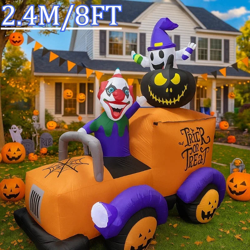 8ft Halloween Inflatable Clown Truck