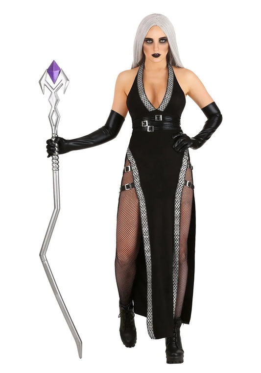 Women's Gothic Halloween Costume | Long Slit Mesh