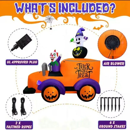 8ft Halloween Inflatable Clown Truck