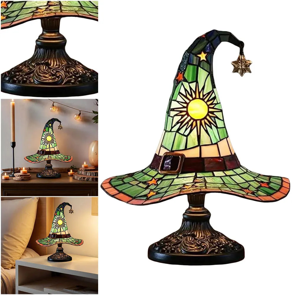 Stained Glass Wizard Hat Lamp – Tiffany-Style Table Light
