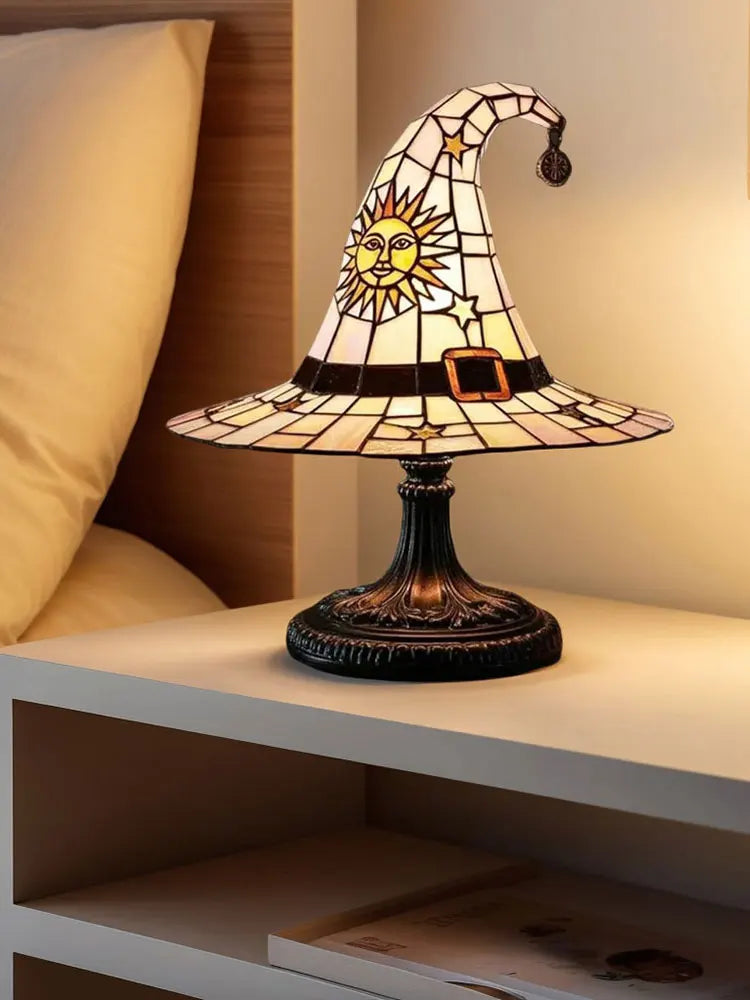Stained Glass Wizard Hat Lamp – Tiffany-Style Table Light
