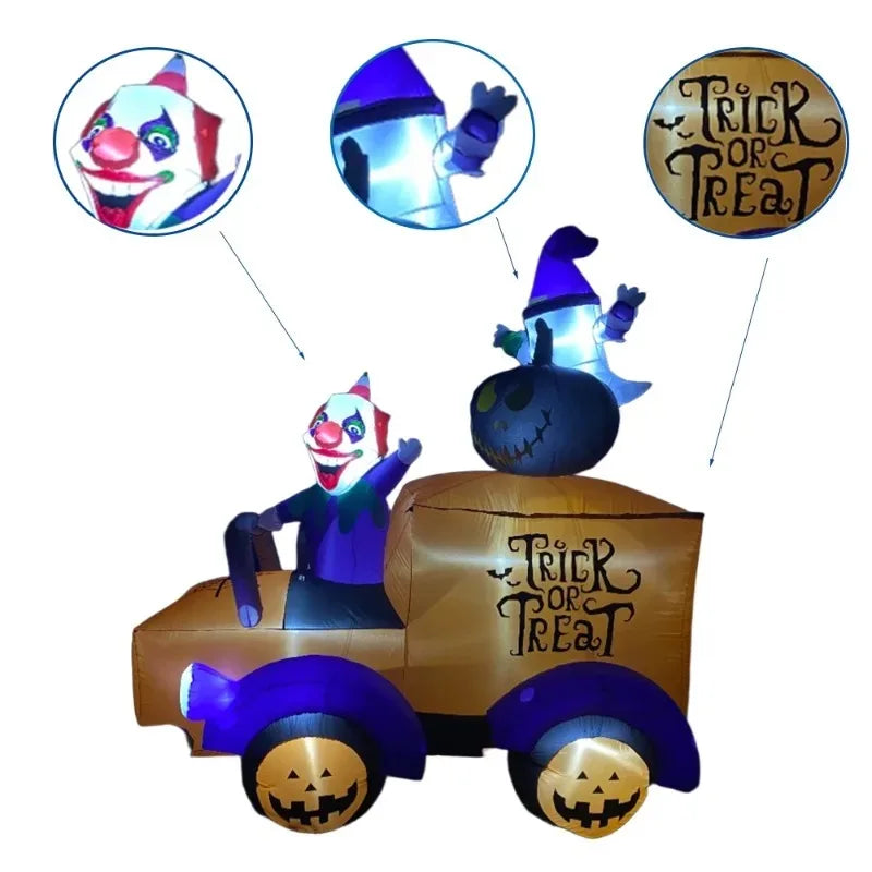 8ft Halloween Inflatable Clown Truck