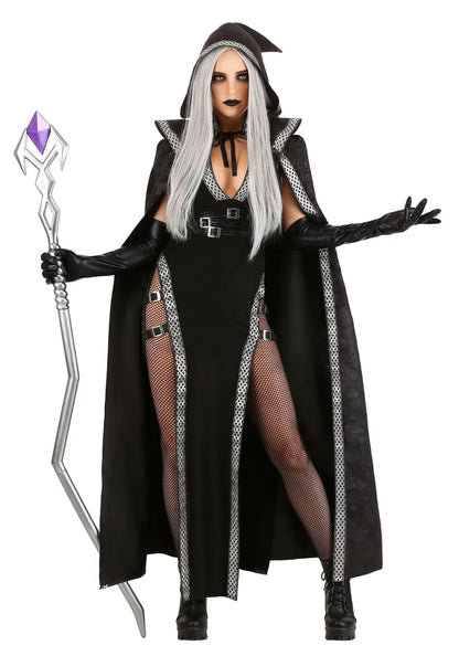 Women's Gothic Halloween Costume | Long Slit Mesh