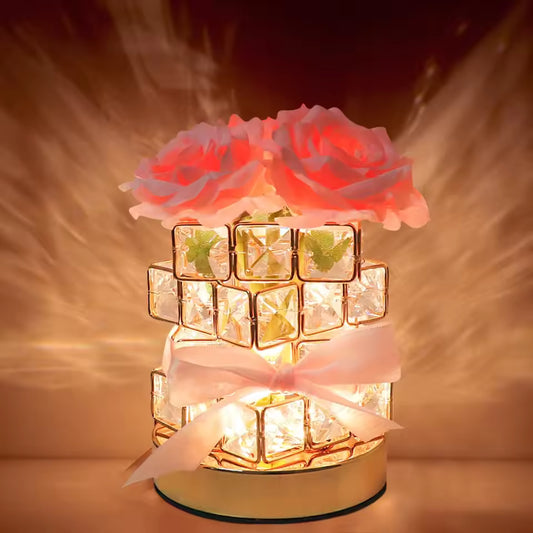 Rose Lamp,Flower Lamp 3 Colors Dimmable Crystal Table Light