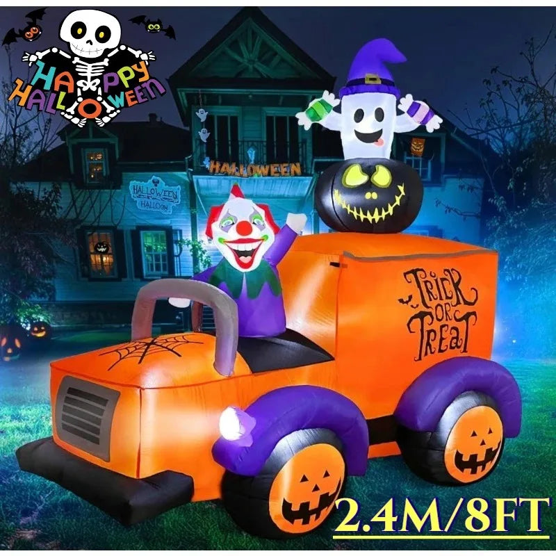 8ft Halloween Inflatable Clown Truck