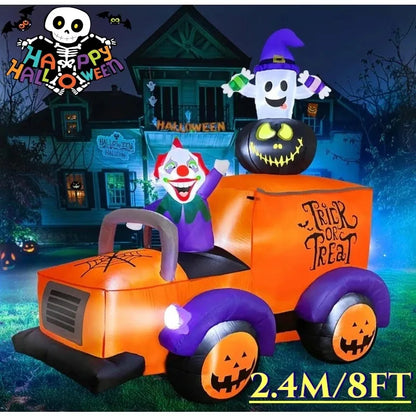 8ft Halloween Inflatable Clown Truck