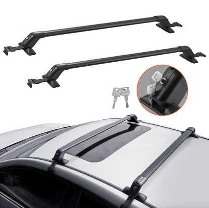 Universal Roof Rack Cross Bars, 41.3" Aluminum Roof Rack Crossbars, Fit Roof without Side Rail, 155 lbs Load Capacity, Adjustable Bare Roof Crossbars with Locks, for SUVs, Sedans, and Vans