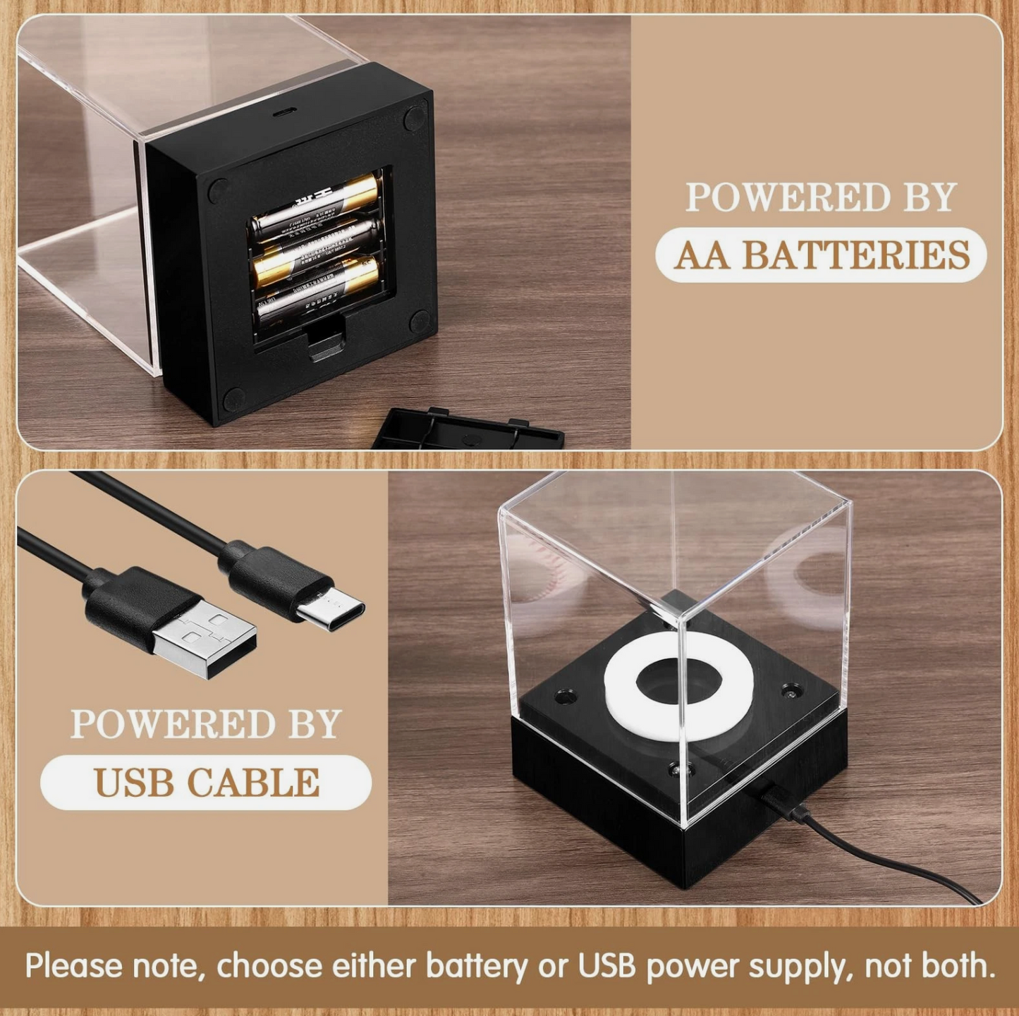 4 Pcs Baseball Display Case with LED Light Acrylic Softball