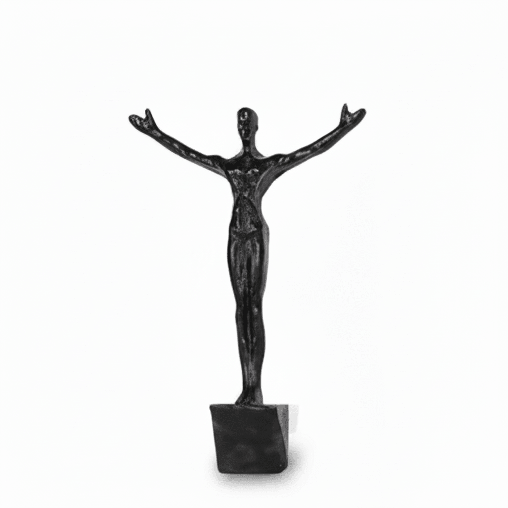 Climbing Figure Resin Wall Sculpture – Hand-Finished Art Figure