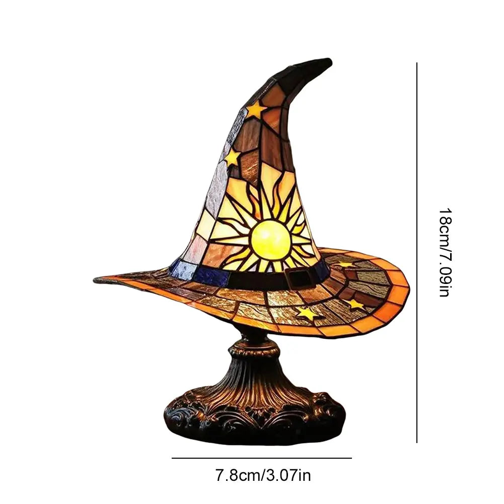Stained Glass Wizard Hat Lamp – Tiffany-Style Table Light