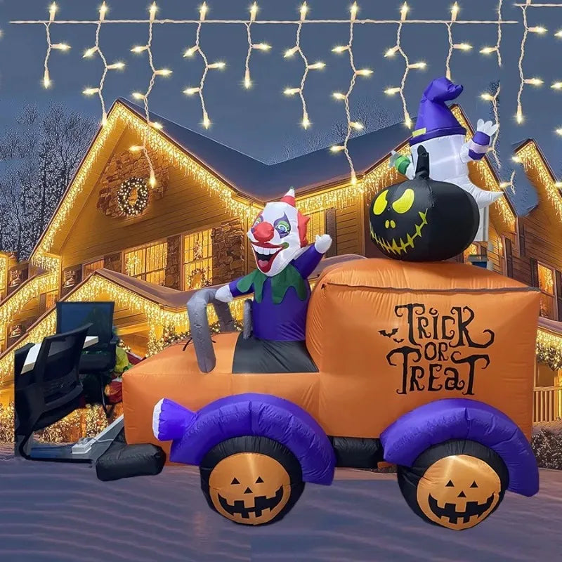 8ft Halloween Inflatable Clown Truck