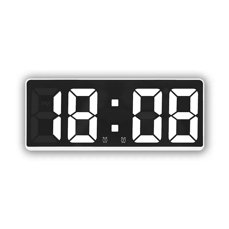 Glass LED Digital Alarm Clock with Temperature Display – Modern Bedside Clock