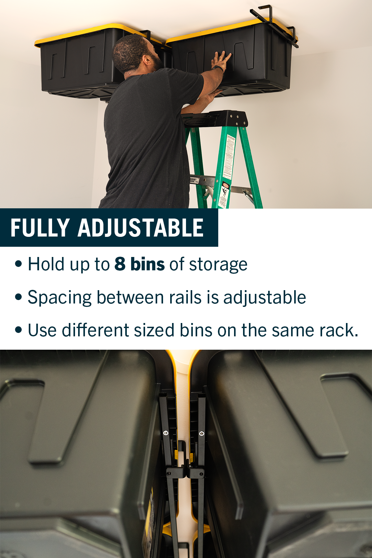 ToteLoft - 4 and 8 Bin - Ceiling Tote Storage | Up to 400 lbs