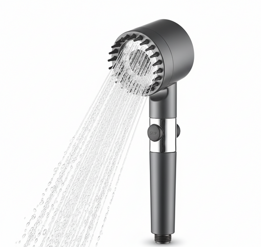 Turbohead High Pressure Filtered Shower Head - Handheld, Water Saving, 9-Layer Filter, Stop Button