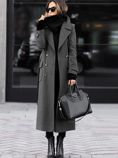 Zoey | Women's Tailored Wool Coat – Double-Breasted Design, Full Length Winter Coat for Women
