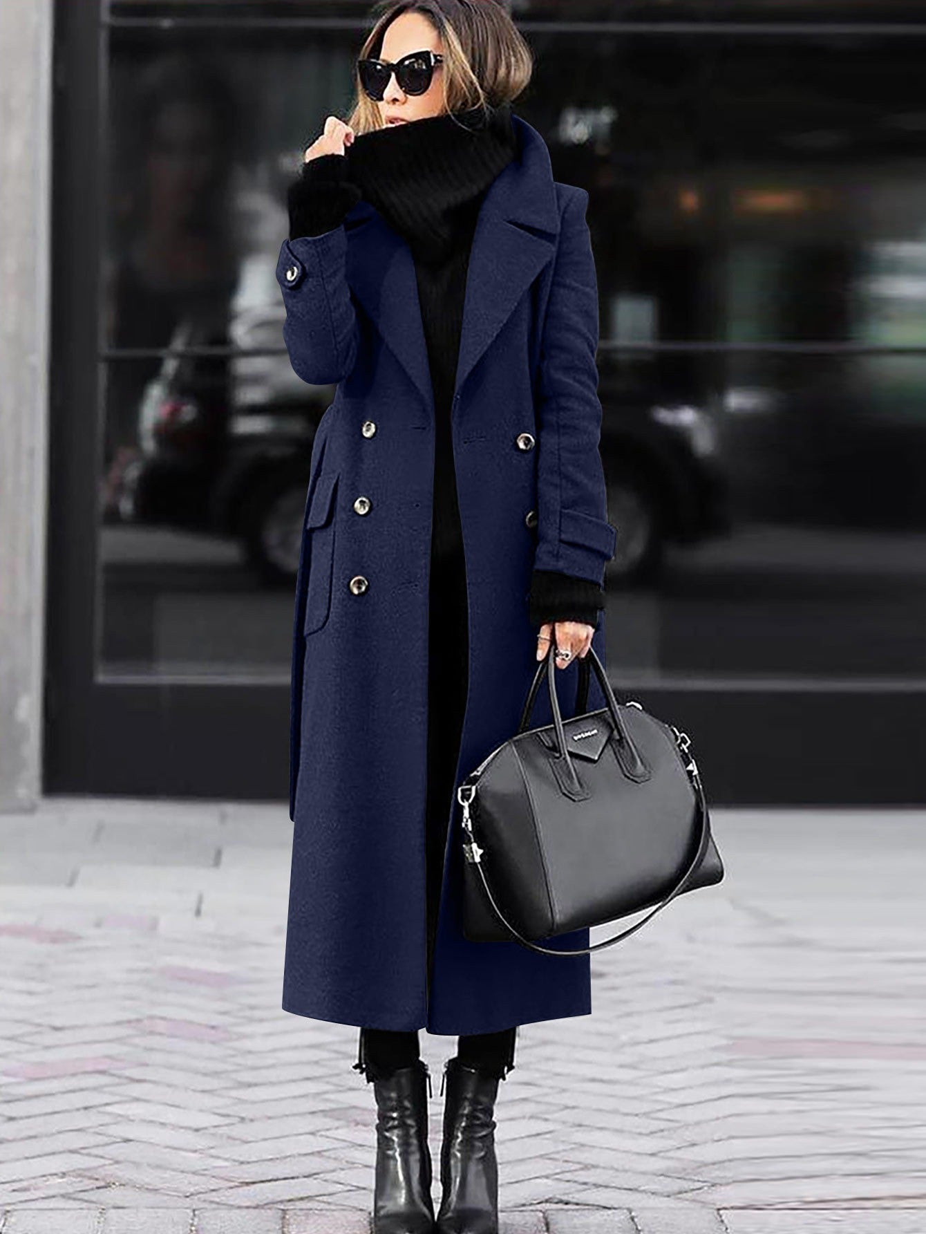 Zoey | Women's Tailored Wool Coat – Double-Breasted Design, Full Length Winter Coat for Women