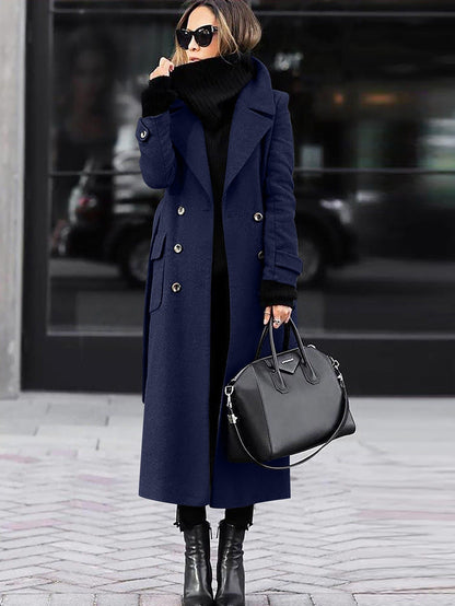 Zoey | Women's Tailored Wool Coat – Double-Breasted Design, Full Length Winter Coat for Women