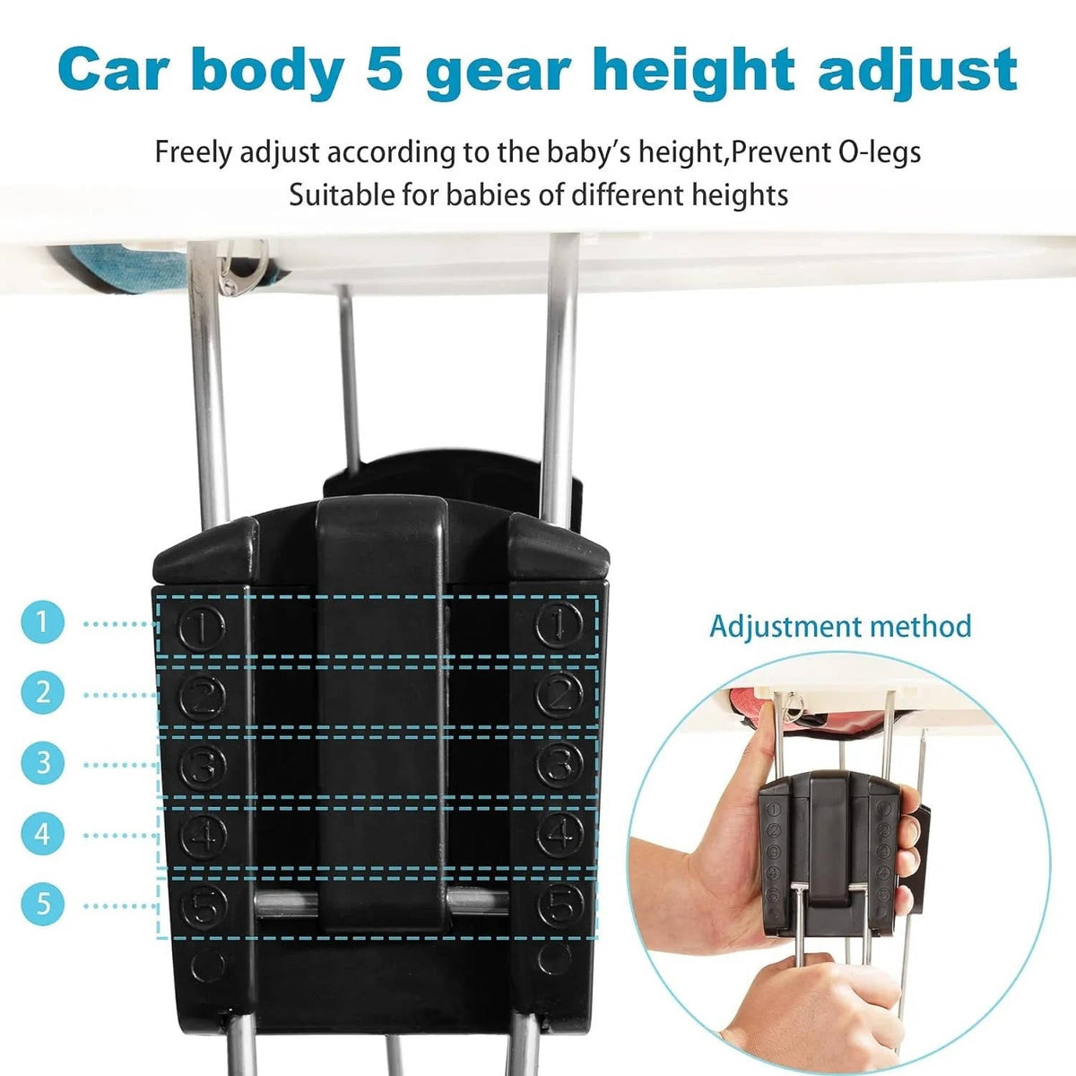 Anti-Rollover Baby Walker – Foldable, 9-Height Adjustable Activity Walker