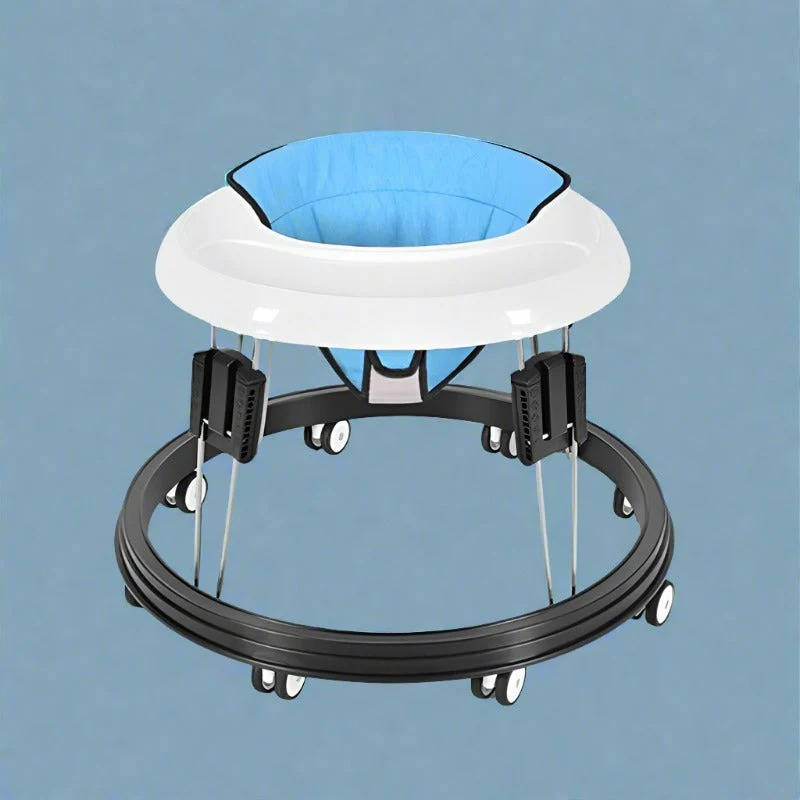 Anti-Rollover Baby Walker – Foldable, 9-Height Adjustable Activity Walker