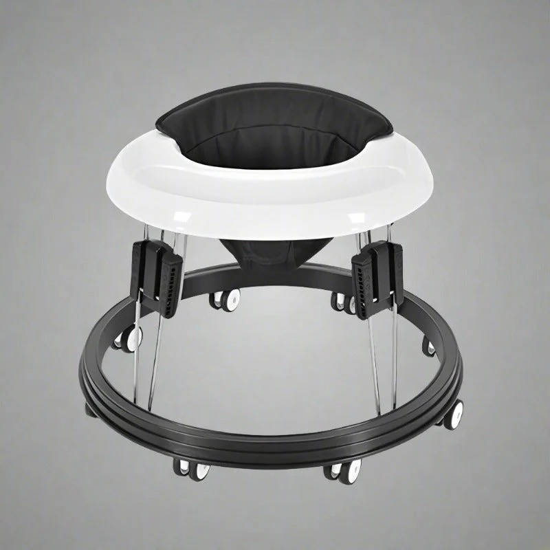 Anti-Rollover Baby Walker – Foldable, 9-Height Adjustable Activity Walker