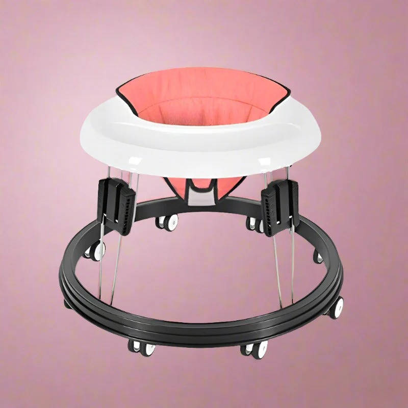 Anti-Rollover Baby Walker – Foldable, 9-Height Adjustable Activity Walker