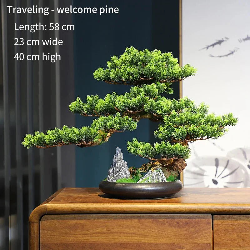 Artificial Bonsai Tree: Immortal Welcoming Pine for Home & Living Decor
