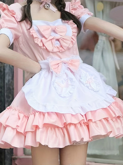 Women Plus Size Halloween Costumes Maid Cosplay Dress | Ruffle Mini