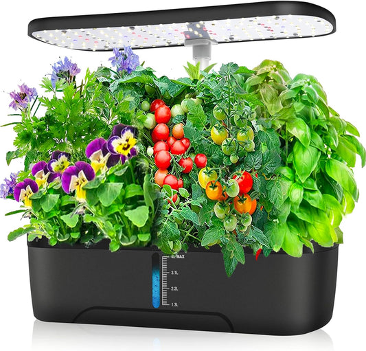 12 Pods Hydroponics Growing System Kit, Adjustable Height, Quiet Smart Pump
