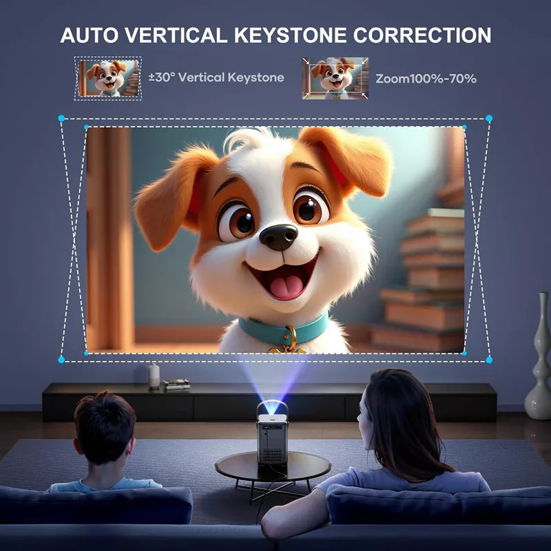 Mini Projector with WiFi and Bluetooth - Electric-Focus/Auto Keystone/Short Throw