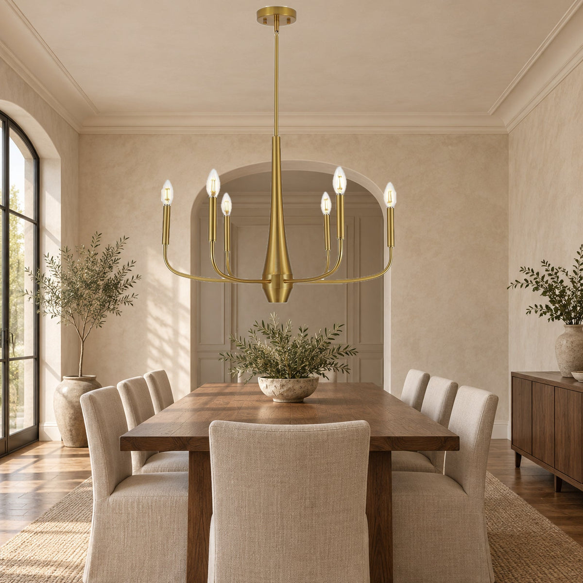 26-Inch Gold Six-Light Modern Farmhouse Chandelier