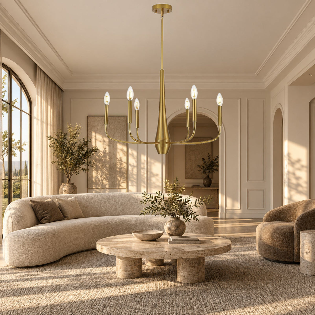 26-Inch Gold Six-Light Modern Farmhouse Chandelier