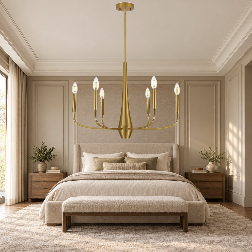 26-Inch Gold Six-Light Modern Farmhouse Chandelier
