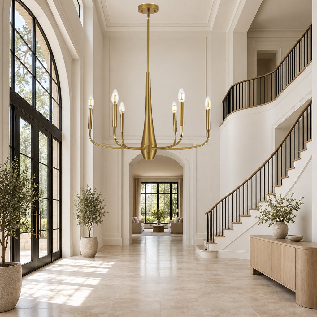 26-Inch Gold Six-Light Modern Farmhouse Chandelier