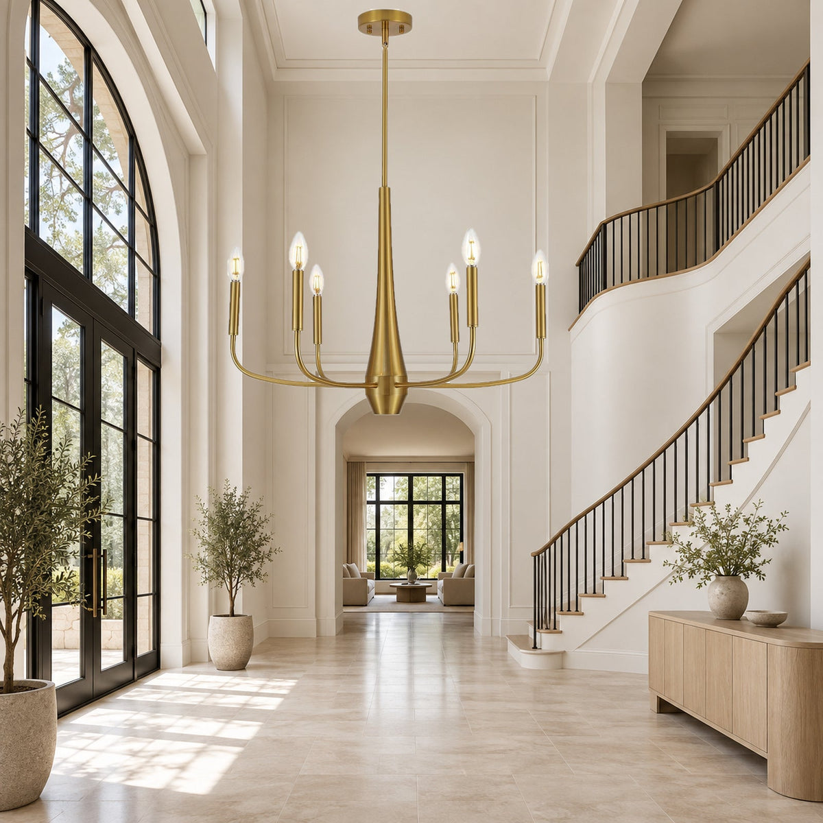 26-Inch Gold Six-Light Modern Farmhouse Chandelier