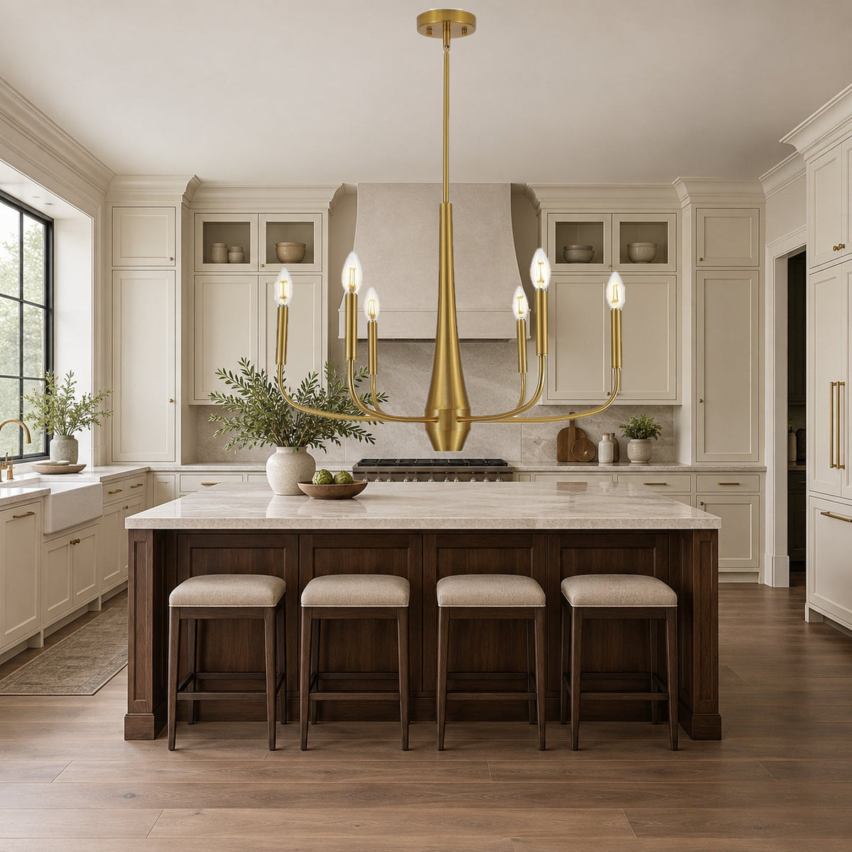26-Inch Gold Six-Light Modern Farmhouse Chandelier