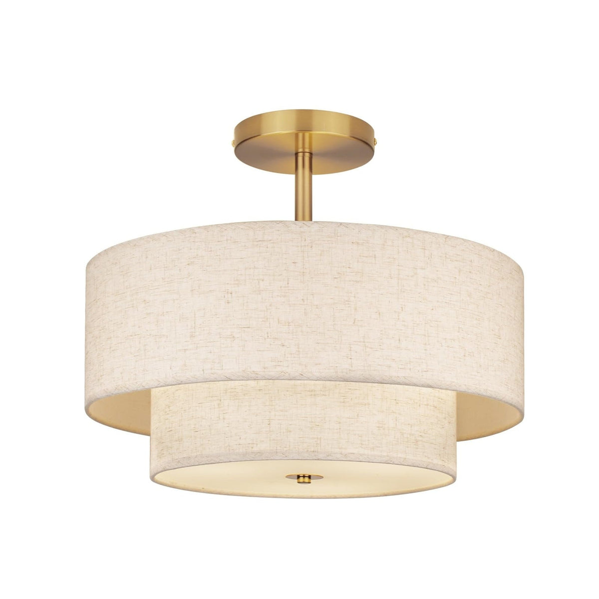 18-Inch Gold Double Drum Semi-Flush Ceiling Light